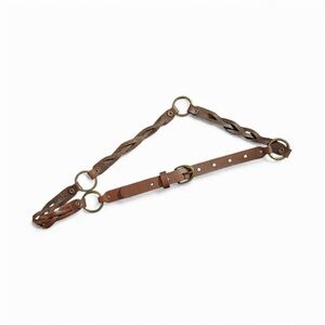 American Eagle Outfitters Brown Leather Belt with Antiqued Brass Accents 37”